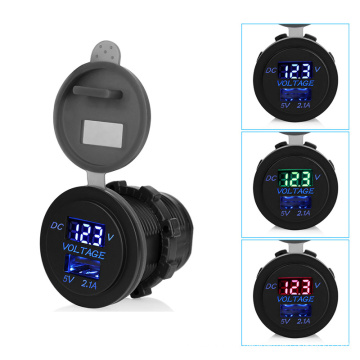 2.1A USB Port Phone Charger LED Display Voltmeter Socket